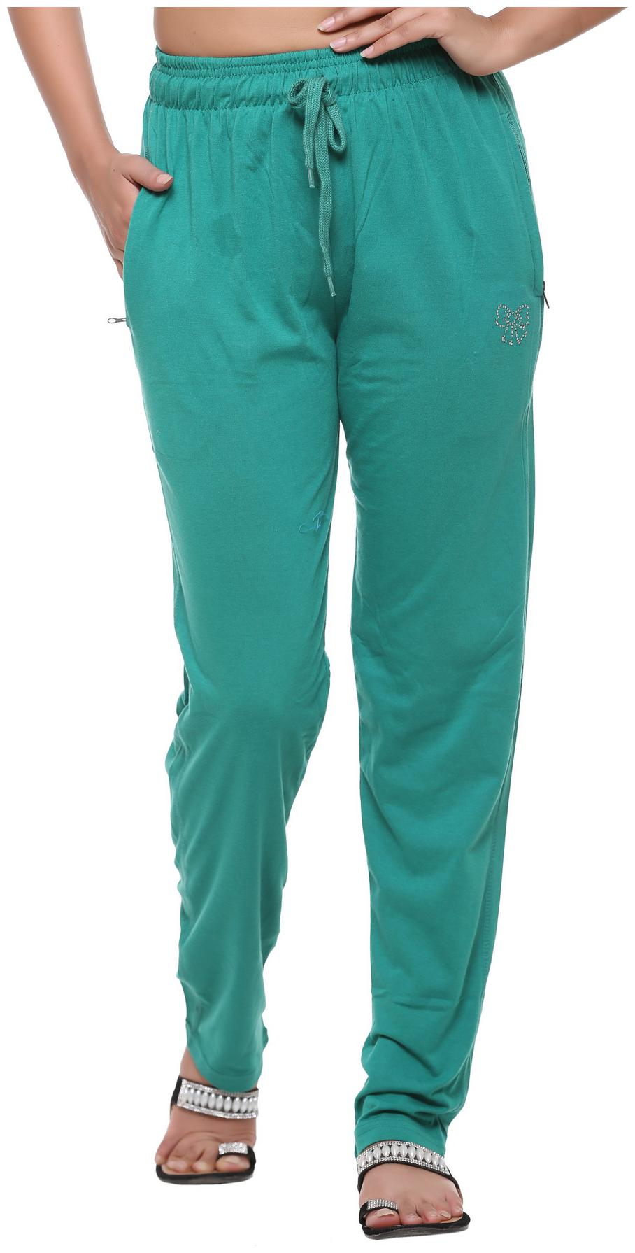 

HARDIHOOD Women Cotton Blend Solid Track Pants Turquoise
