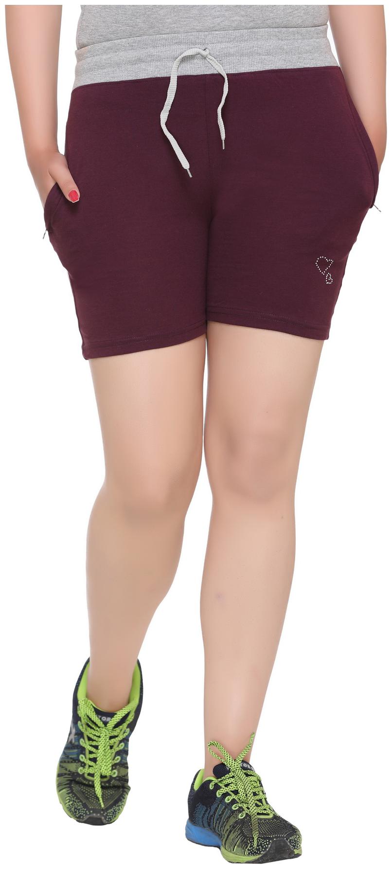 

HARDIHOOD Women Solid Regular shorts - Maroon