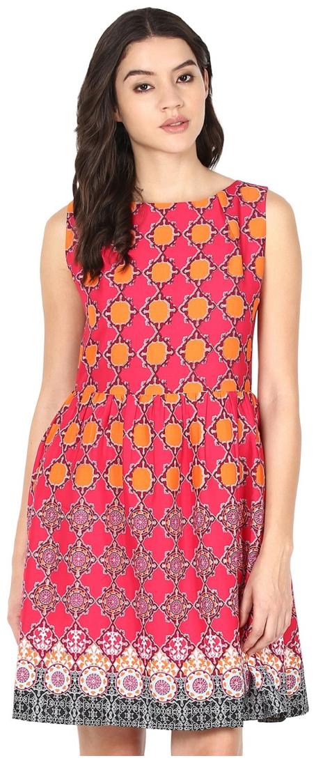 

Harpa Pink Abstract A-line dress