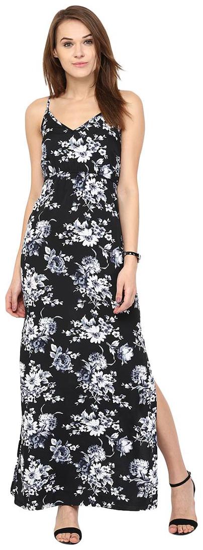 

Harpa Black Maxi Sleeveless Floral Dress