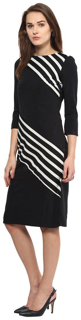 

Harpa Black Printed Fit flare dress