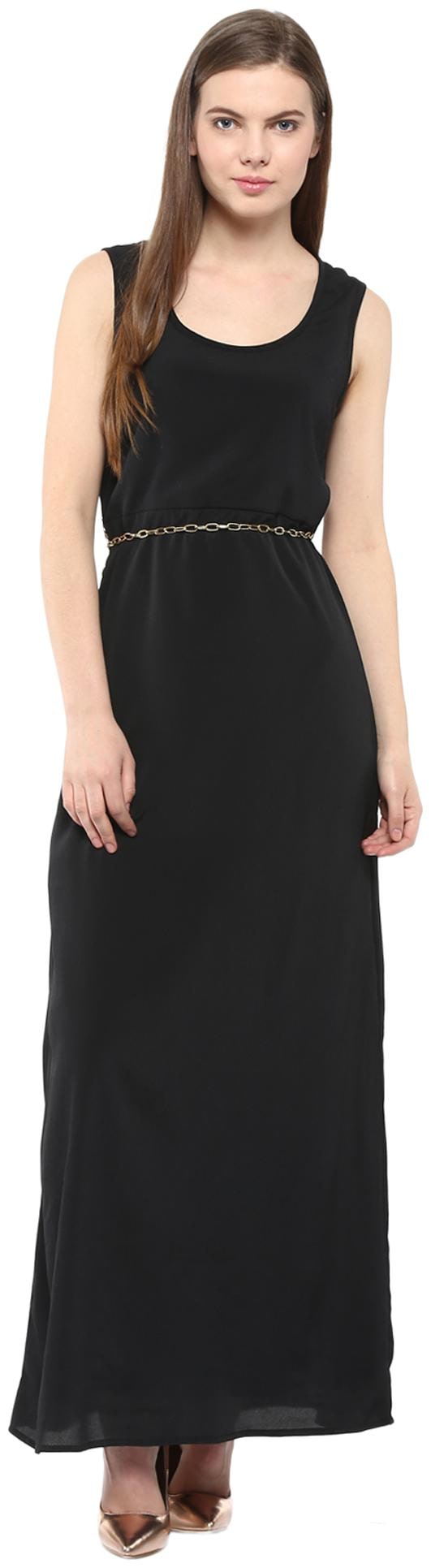

Harpa Black Crepe Womens Maxi Dress - GR3126-BLACK