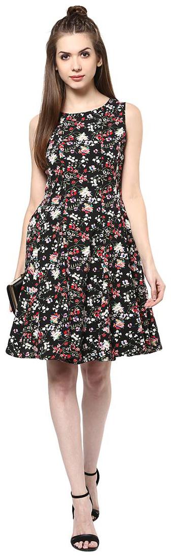 

Harpa Black Fit And Flare Casual Dress