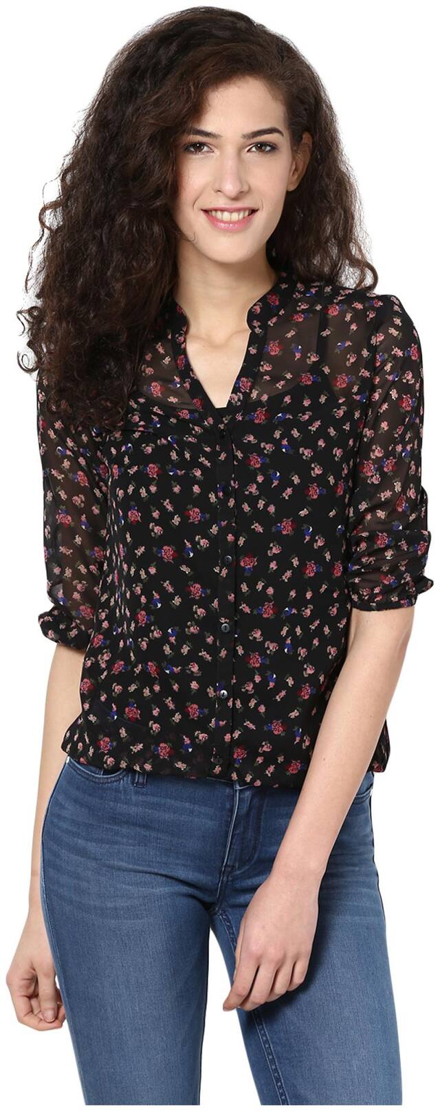 Harpa Women Printed Regular top - Black