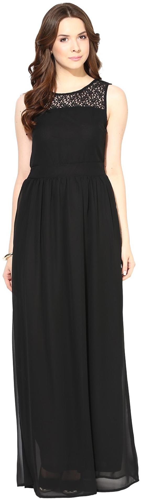 

Harpa Black Solid Maxi dress