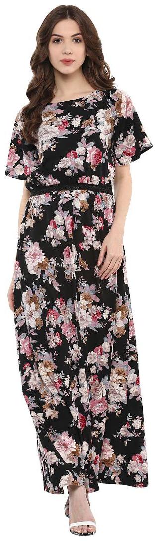 

Harpa Black Floral Maxi dress