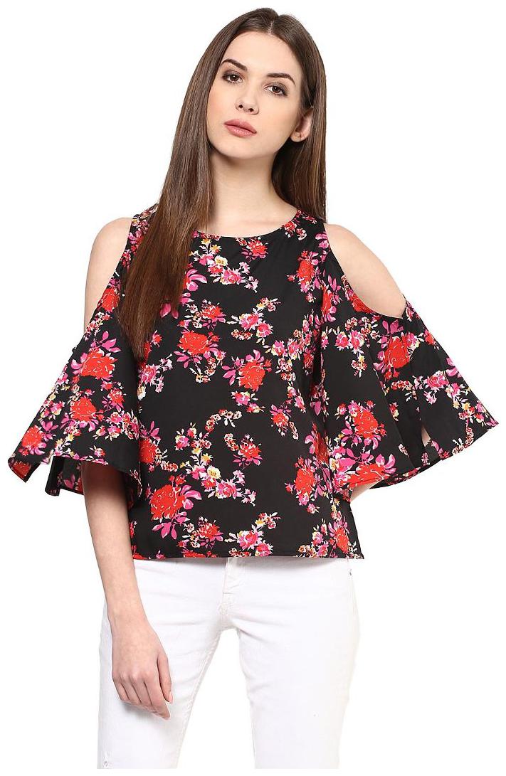 

Harpa Black Regular Printed Tops