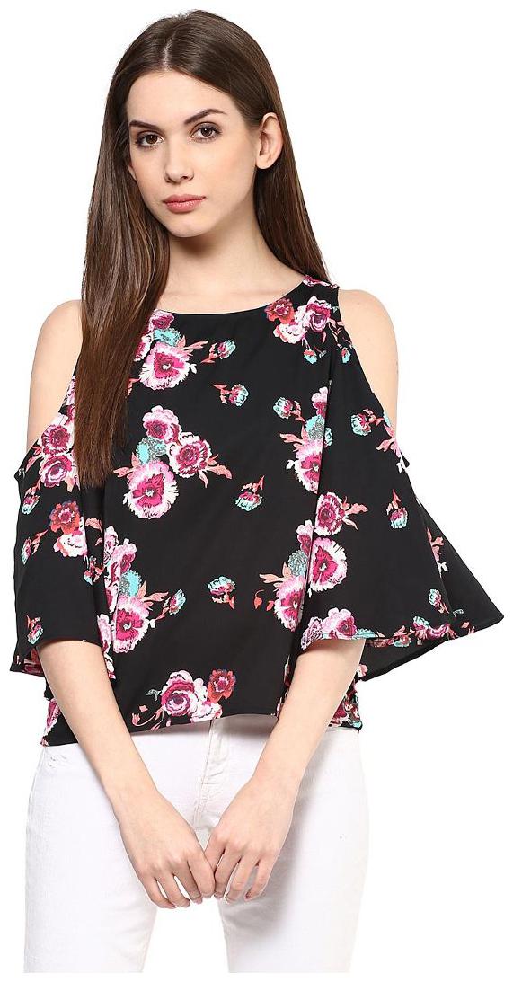 

Harpa Black Regular Printed Tops