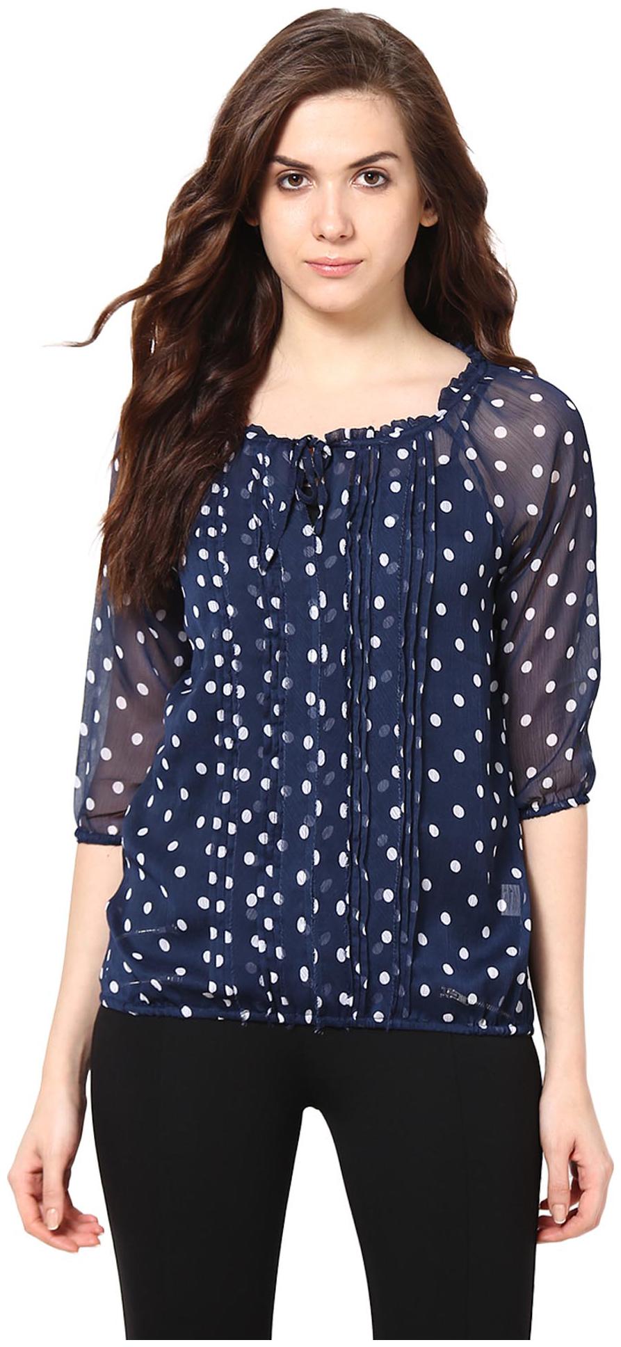 

Harpa Blue Chiffon Top - GR2410NAVY