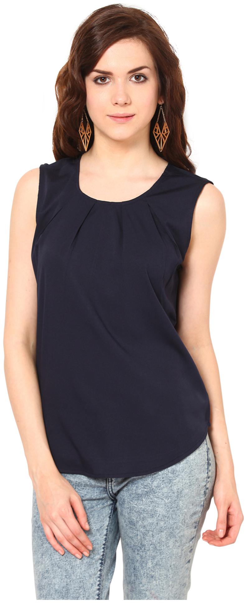 

Harpa Blue Polyester And Crepe Top - GR2034NAVY
