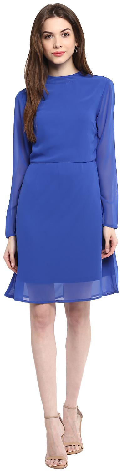 

Harpa Blue Solid A-line dress