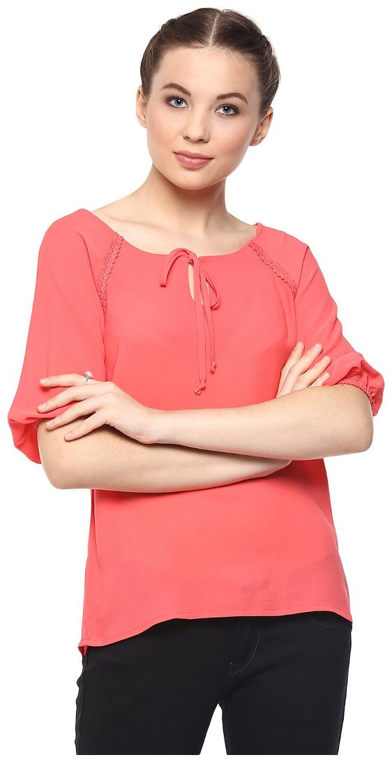 

Harpa Coral Half Sleeve Regular Fit Casual Women s Tops