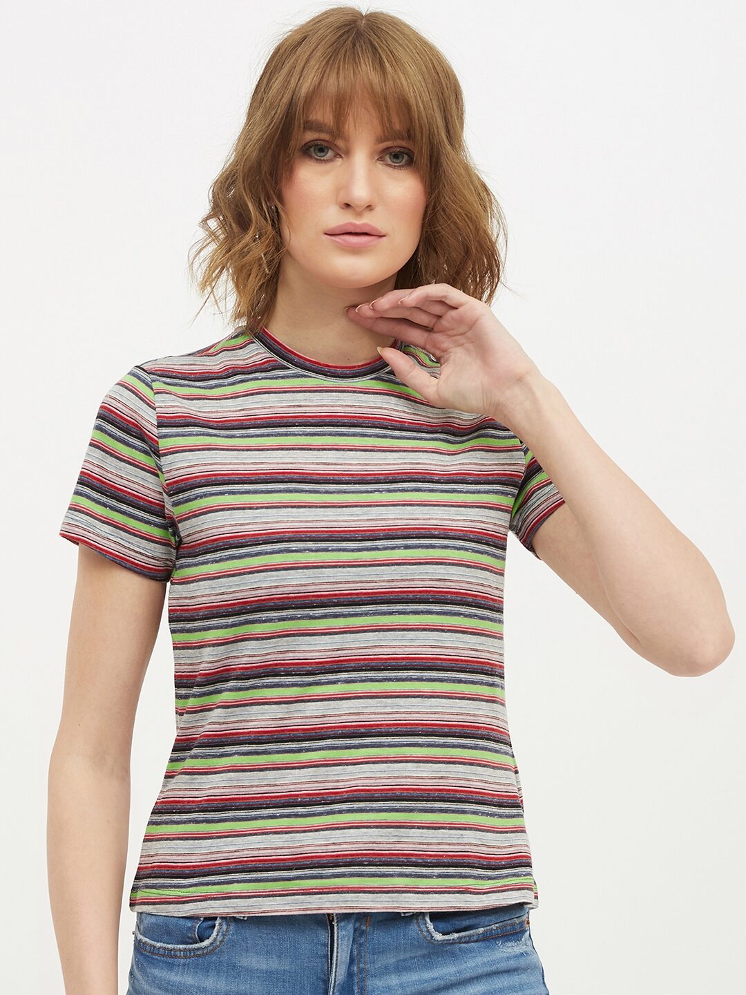 

Harpa Women Multi Regular fit Round neck Cotton T shirt