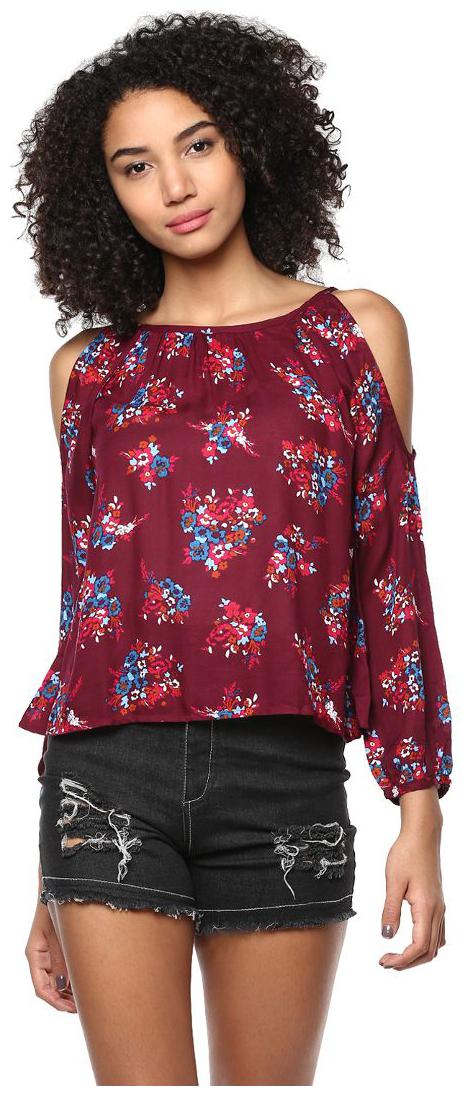 

Harpa Floral Printed Maroon Top