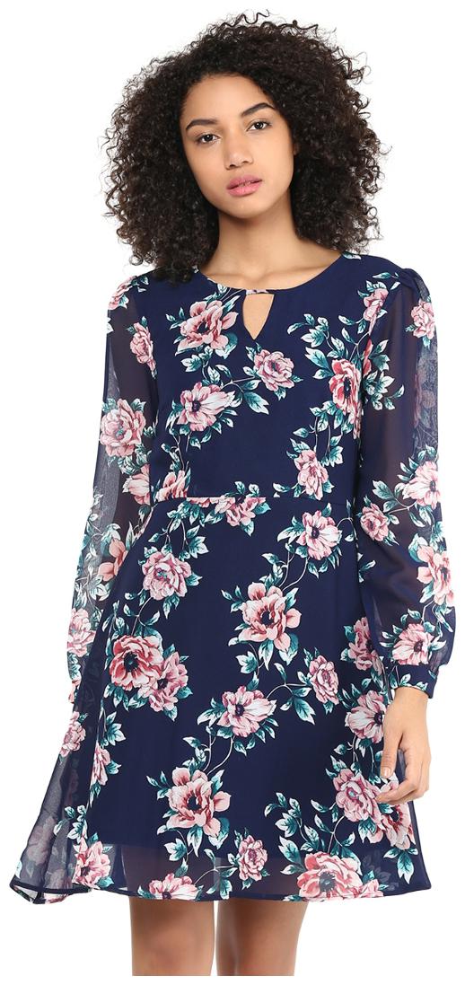 

Harpa Blue Floral A-line dress