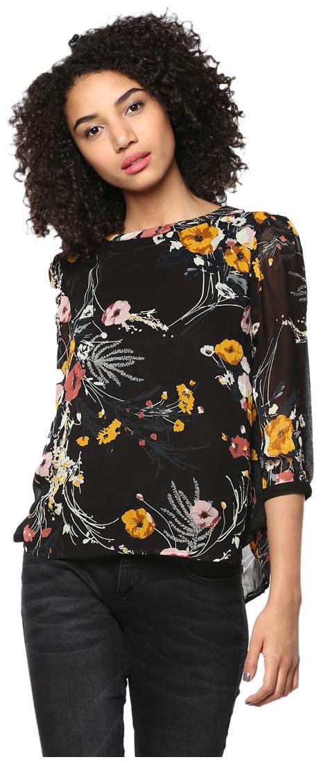 

Harpa Floral Printed Black Top