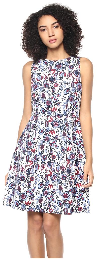 

Harpa White Floral A-line dress