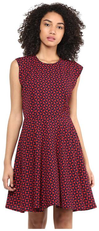 Harpa Red Geometric A-line dress