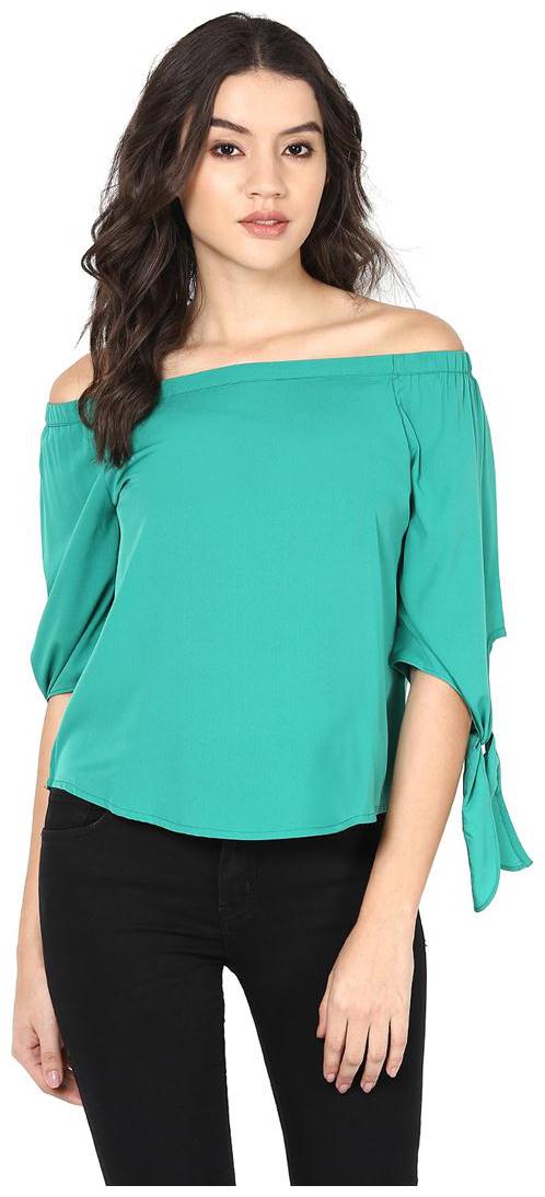 

Harpa Green Solid Casual Women Top