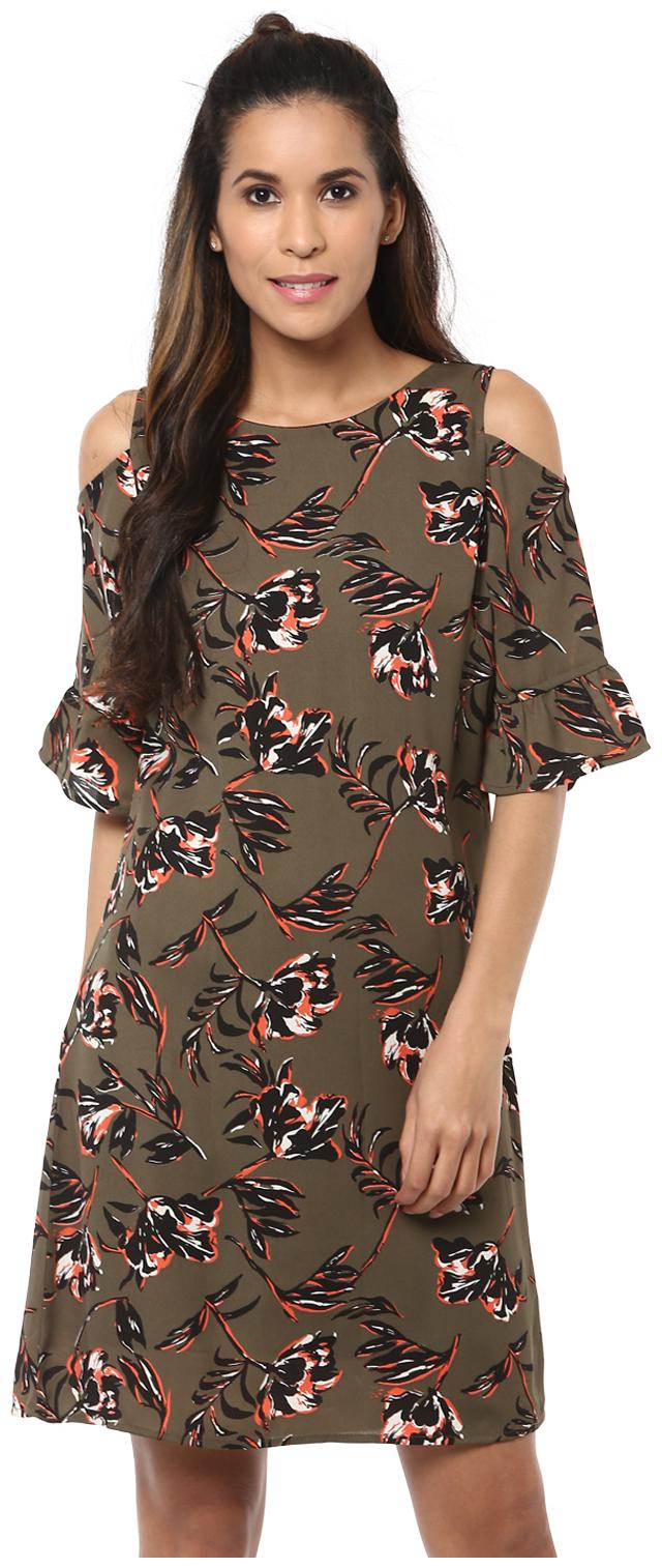 

Harpa Green Printed A-line dress