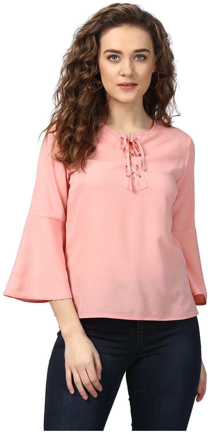 

Harpa Women Solid Regular top - Pink