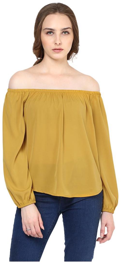 

Harpa Mustard Solid Casual Women Top