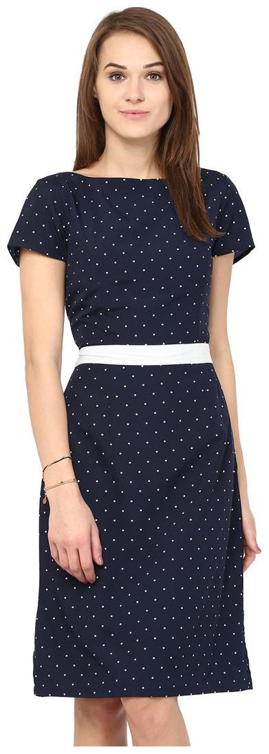 

Harpa Navy A-line Half Sleeves Printed Dress