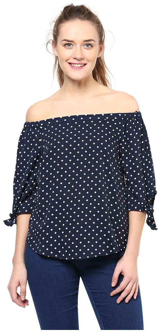 

Harpa Navy Printed Casual Women Top