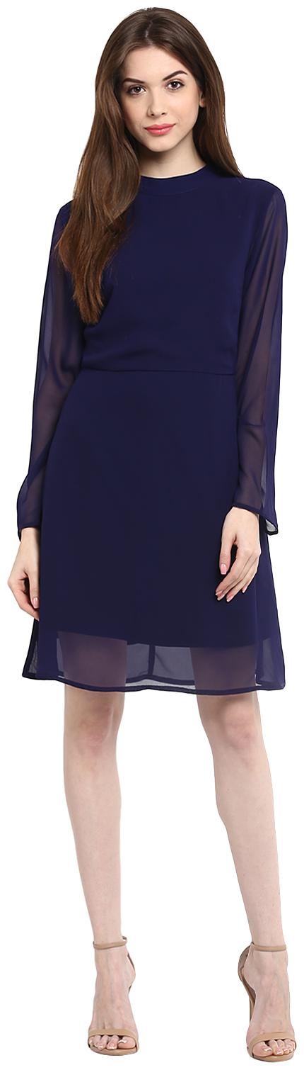 

Harpa Blue Solid A-line dress