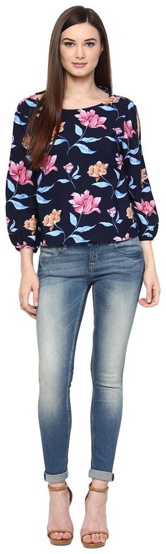 

Harpa Navy Regular Printed Women Top