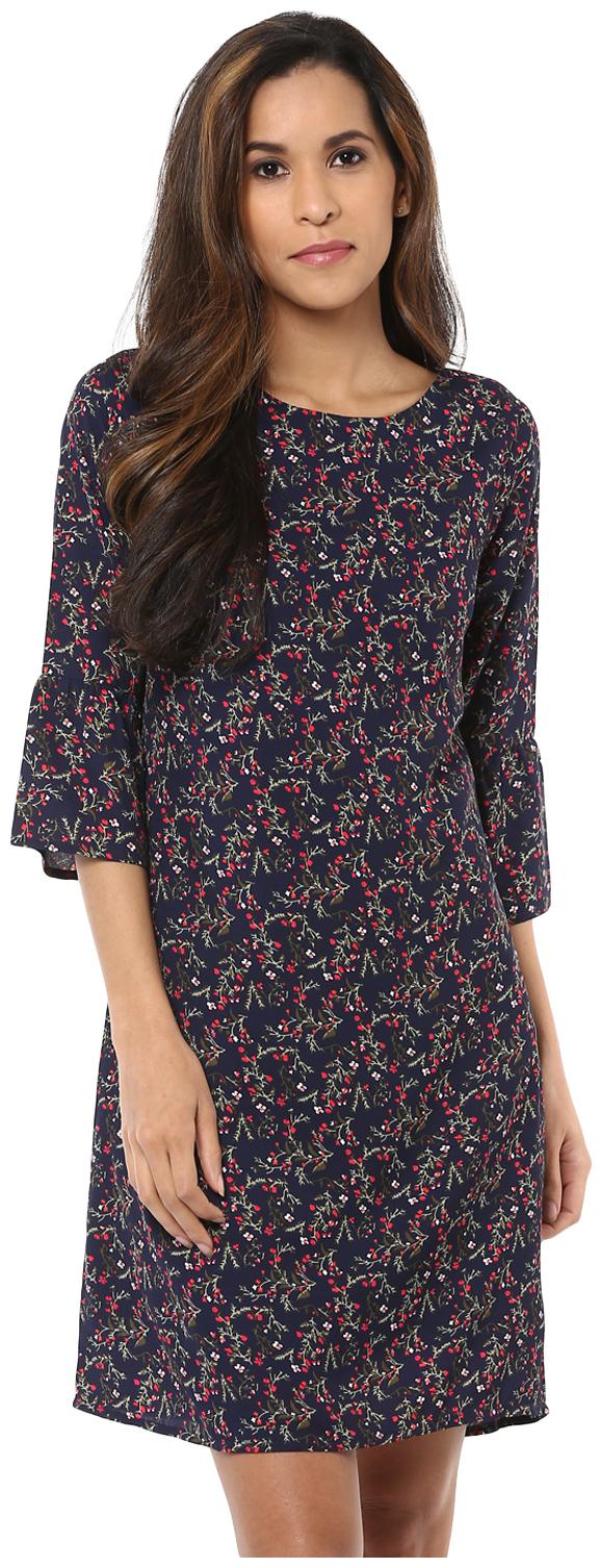 

Harpa Blue Printed A-line dress