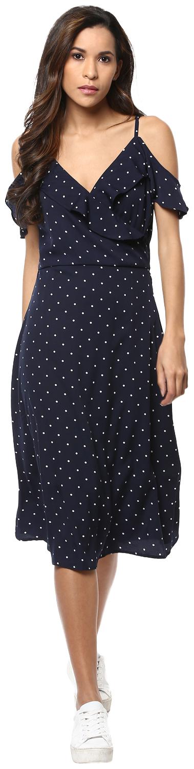 

Harpa Blue Printed Fit flare dress