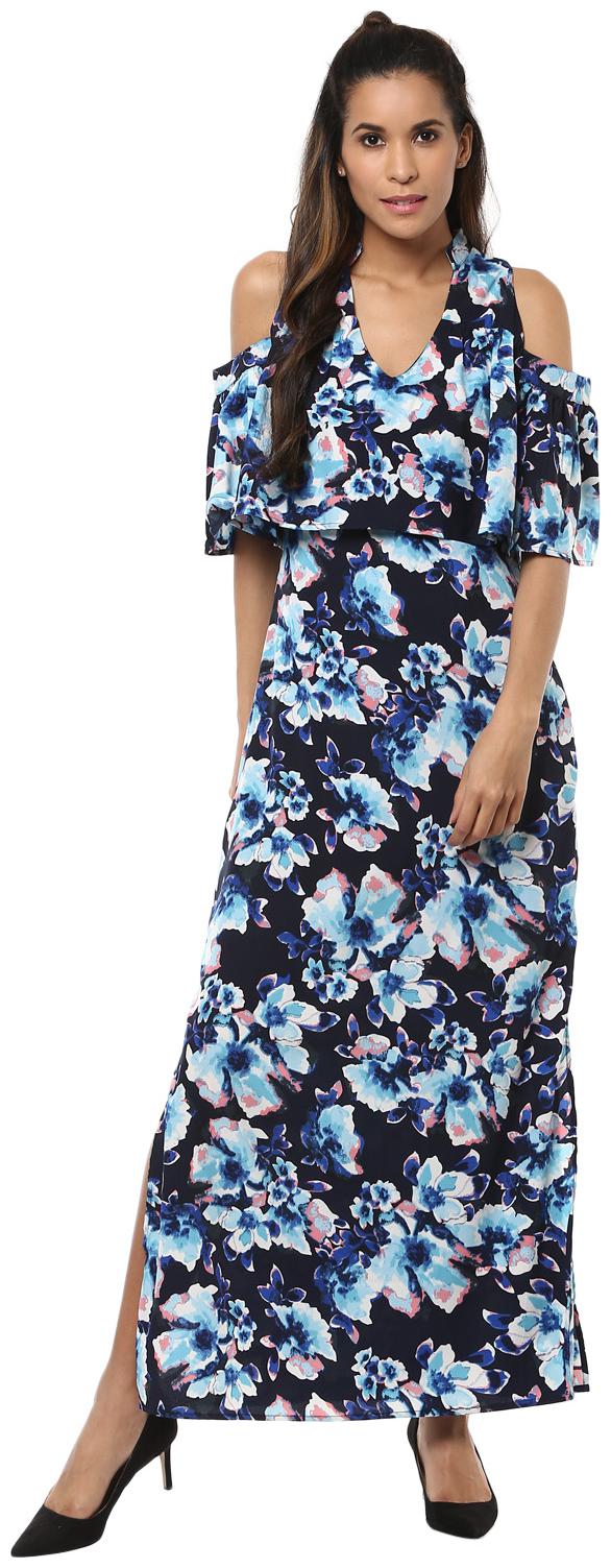 

Harpa Blue Printed Fit flare dress