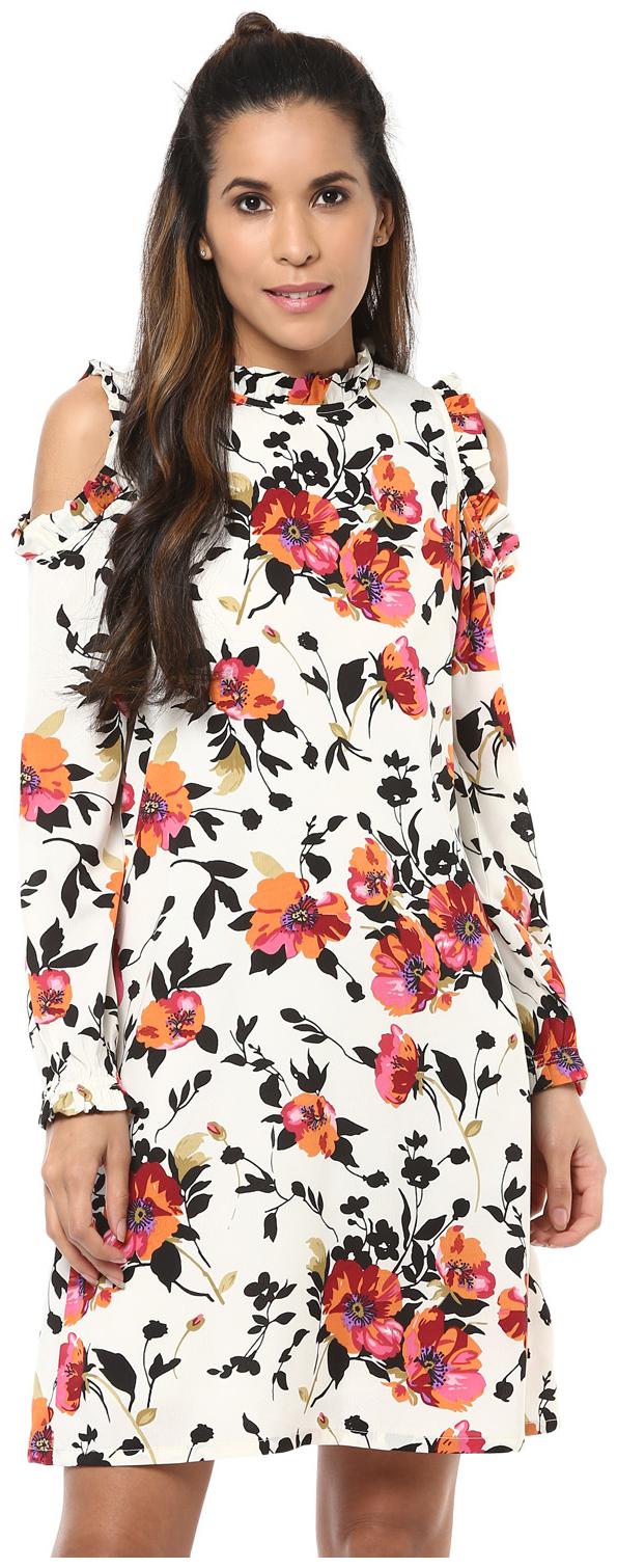 

Harpa White Printed A-line dress