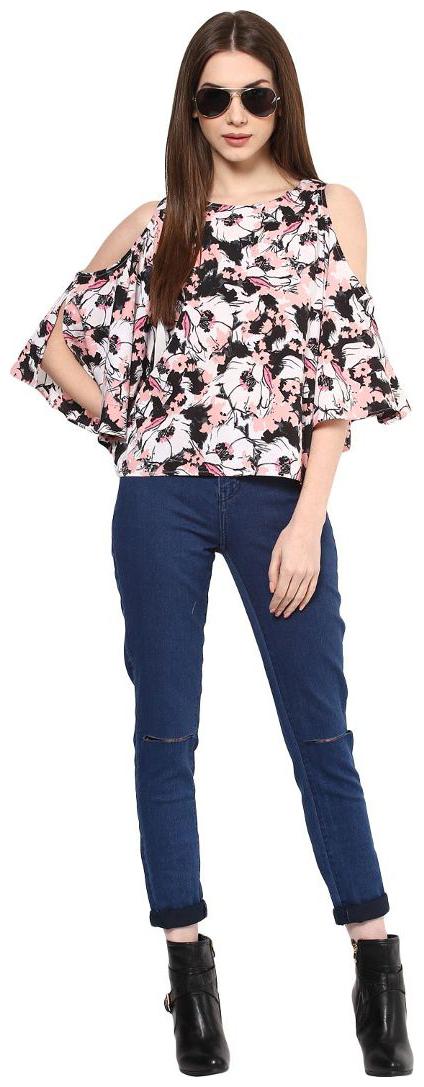 

Harpa Off White Regular Printed Tops