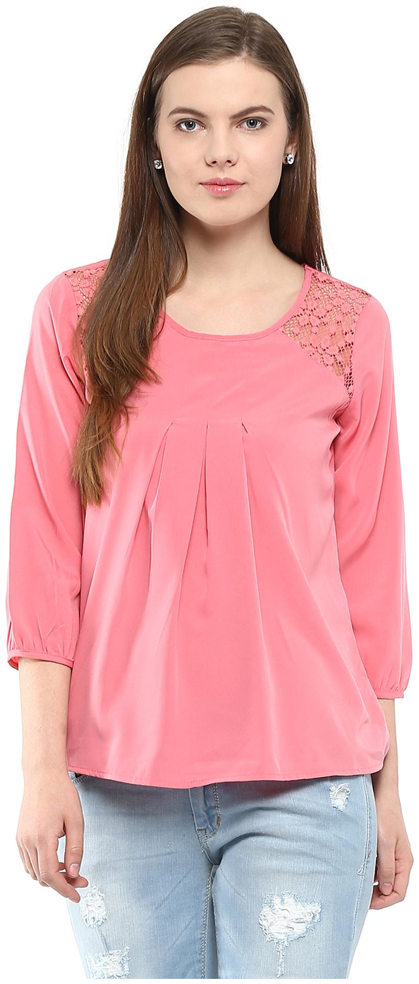 

Harpa Women Solid Regular top - Pink