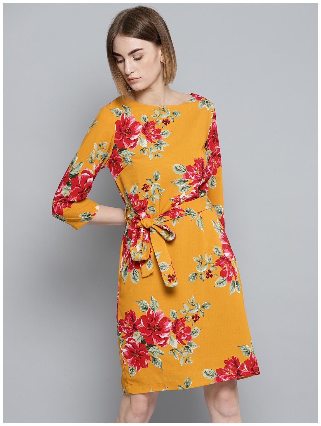 

Harpa Yellow Floral A-line dress