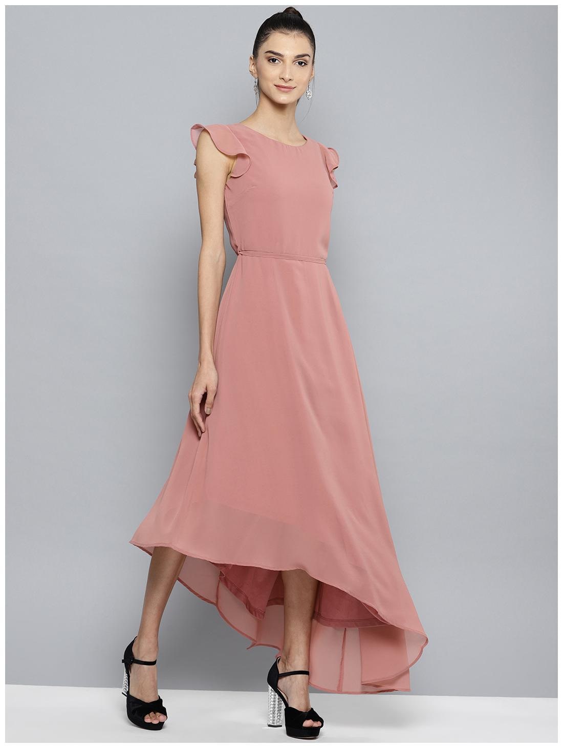 

Harpa Pink Solid A-line dress