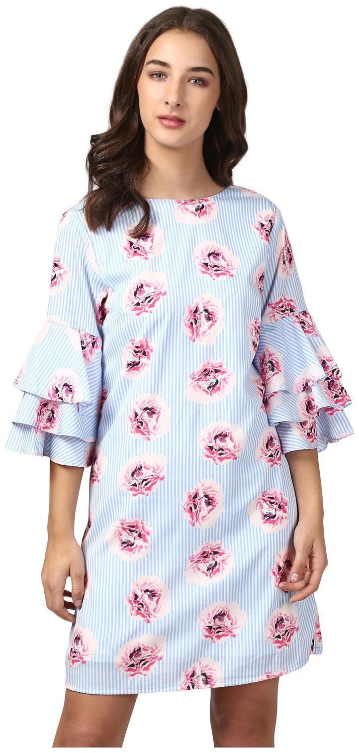 

Harpa Turquoise Printed A-line dress