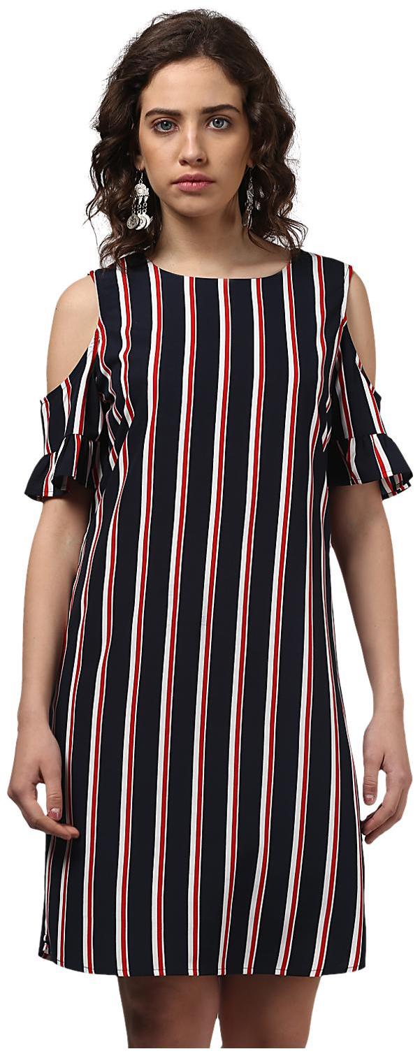

Harpa Blue Striped A-line dress