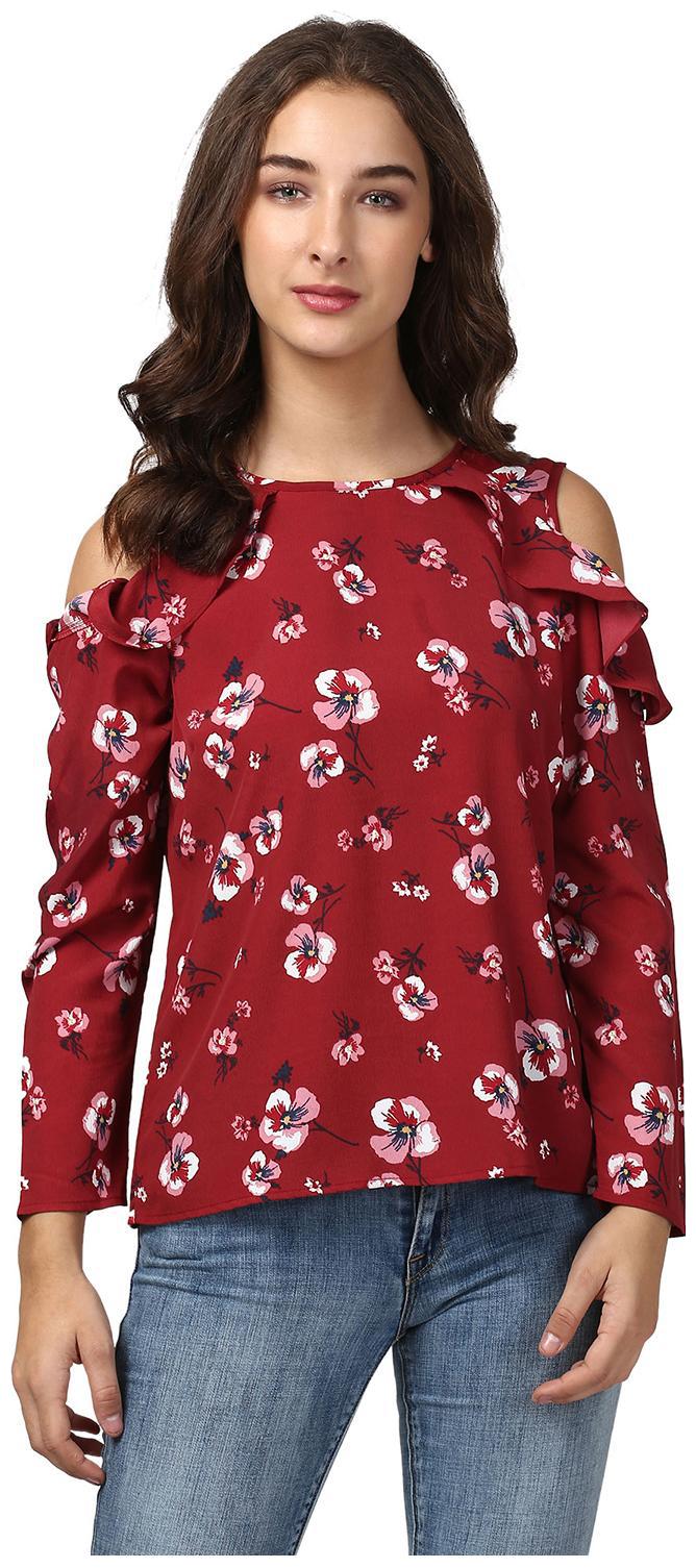 

Harpa Women Printed Regular top - Maroon