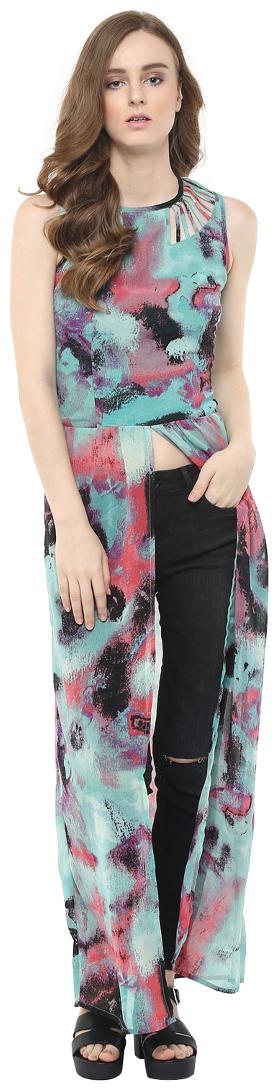 

Harpa Seagreen Sleeveless Regular Fit Casual Women s Tops