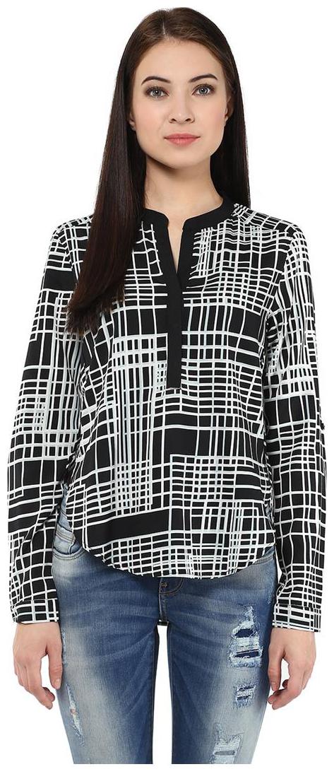 

Harpa Skyblue Crepe V Neck Printed Womens Top