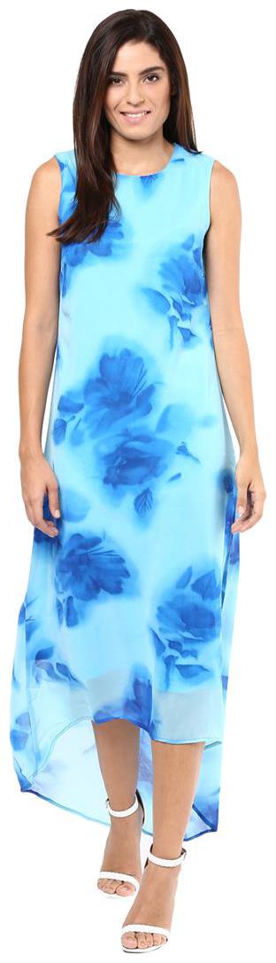 

Harpa Skyblue Georgette Round Neck Womens Dress