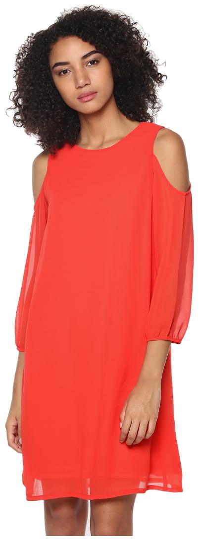 

Harpa Red Solid A-line dress