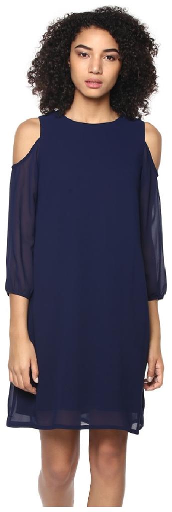 

Harpa Blue Solid A-line dress