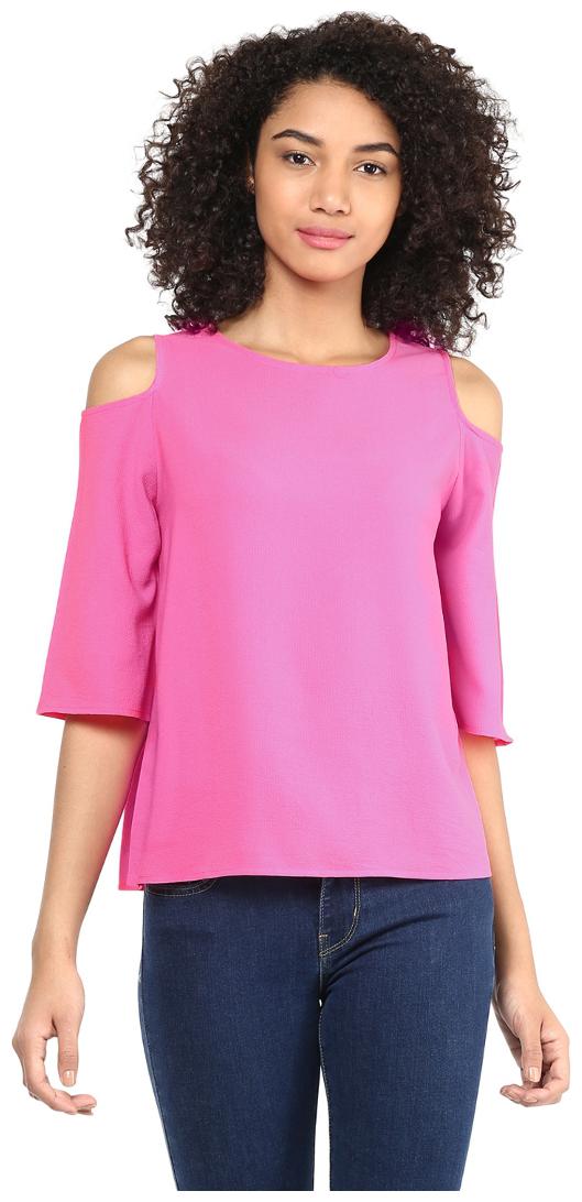 

Harpa Women Solid Regular top - Pink