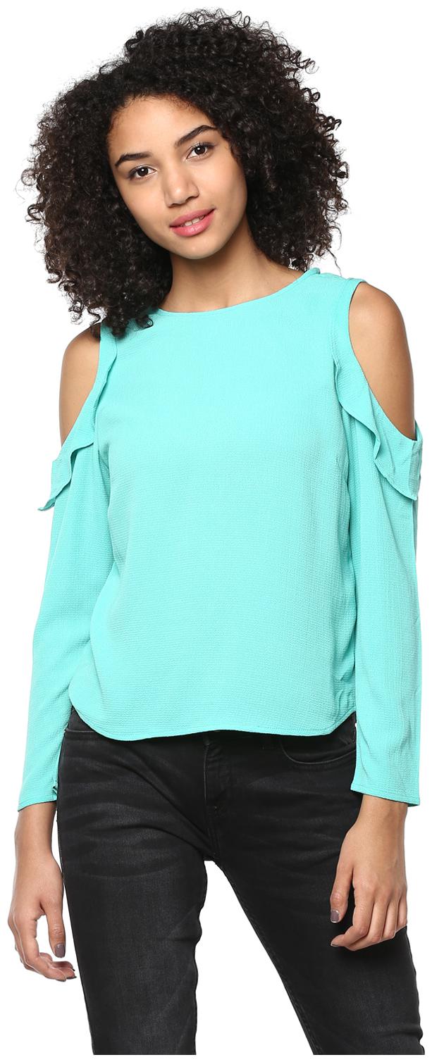 

Harpa Turq Round Neck Solid Tops