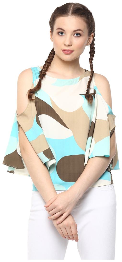 

Harpa Turquoise 3 4 Sleeve Regular Fit Casual Women s Tops