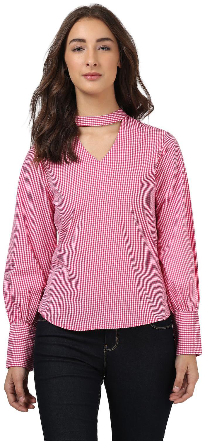 

Harpa Women Checked Regular top - Pink